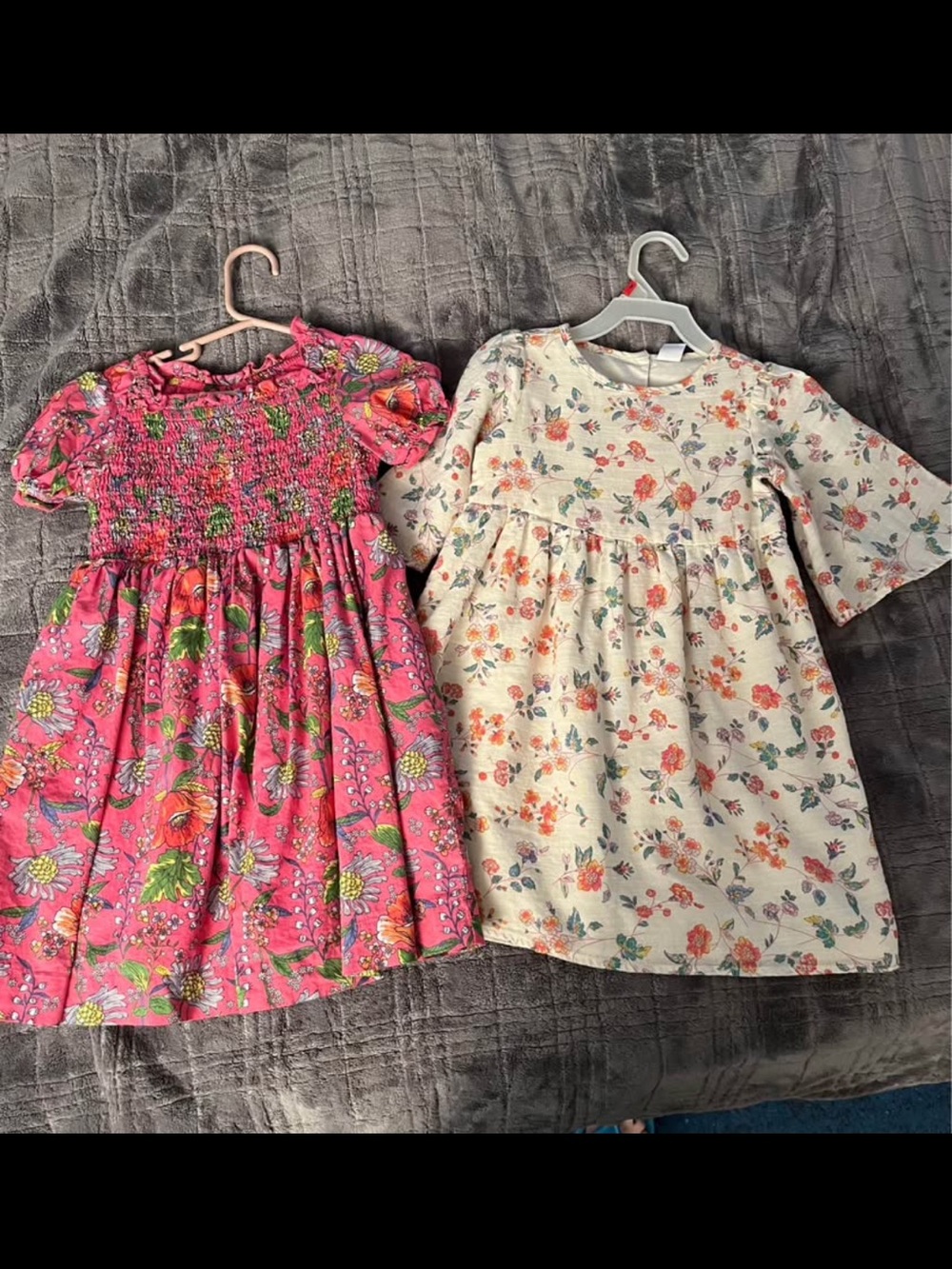 Set of 2 Baby Gap Lined Floral Dresses Pink Smocked & Cream 5T Lot